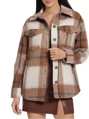 Avec Les Filles Women’s Plaid Jacket Faux Fur Size Small